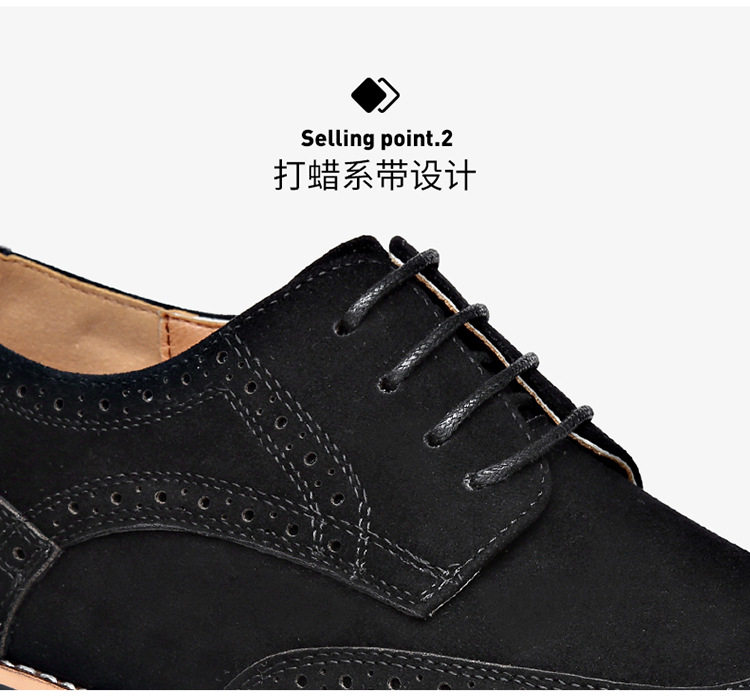 Giày Brogue nam da lộn phong cách Anh, giày lười mũi nhọn đế cao su, phối chỉ khâu — 858 kaki, 858 màu nâu sẫm, 858 đen chi tiết 22