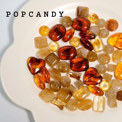 Early Winter Yellow Coffee Series Cloud Mist Retro Loose Beads DIY Accessories Jewelry Love Square Oval New Chinese Style Accessories