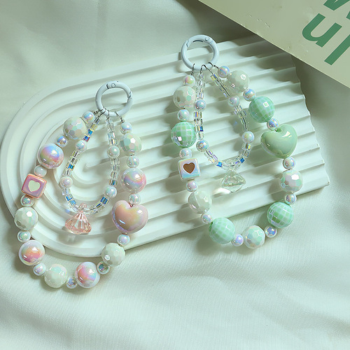 Original Fresh Fruit Color Heart Crystal Glass Bead Necklace Pendant for Girls, Heartfelt Gift, Perfect for Bags and Accessories