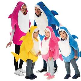 万圣节儿童服装可爱鲨鱼宝宝衣服cosplay装扮六一演出服舞台扮演