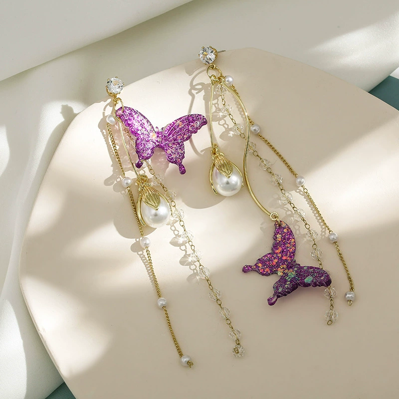 Серебряная игла из жемчуга, универсальные длинные ретро-сережки с кисточками, образец серебра 925, городской стиль