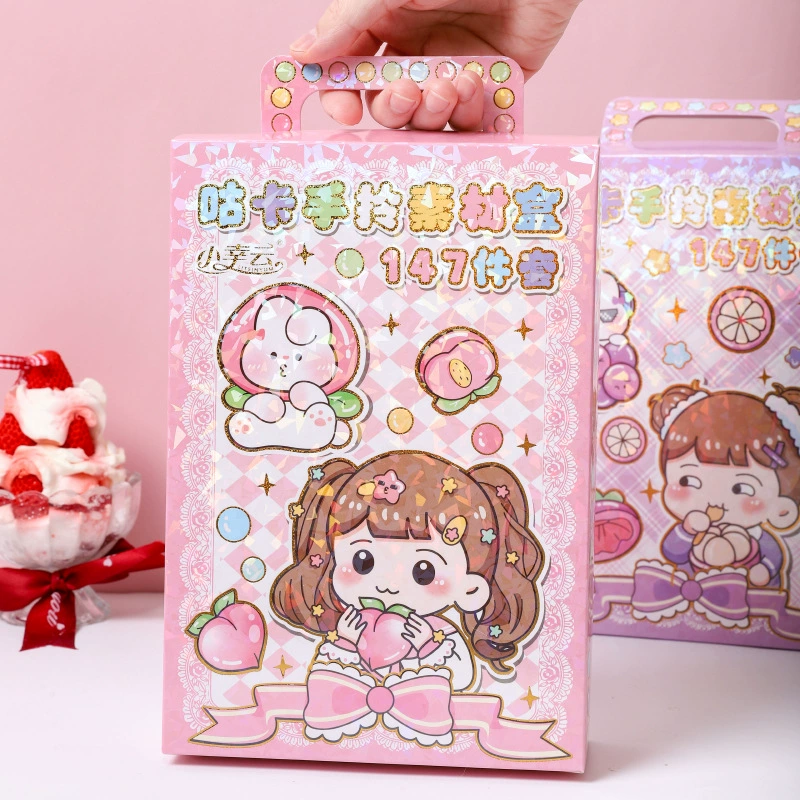 147 -штук Curchhay Handle Material Box Cute Cartoon Handmade DIY Guru Card Set Handbook Peripheral Material Box