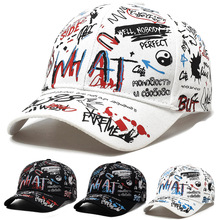 男嘻哈卡通棒球帽韩版个性印花太阳帽中性欧美纯棉可调节鸭舌帽女