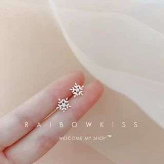 雪花耳钉女浪漫气质简约镶钻冰花耳饰圣诞节礼物韩版小众设计配饰