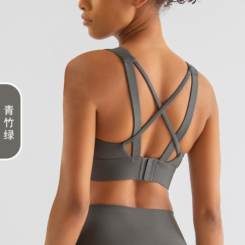 ropa interior deportiva personalizada fija cojín de pecho corrida amortiguamiento deportivo sujetador de acondicionamiento físico amortiguamiento convergente ropa interior de belleza cruzada espalda