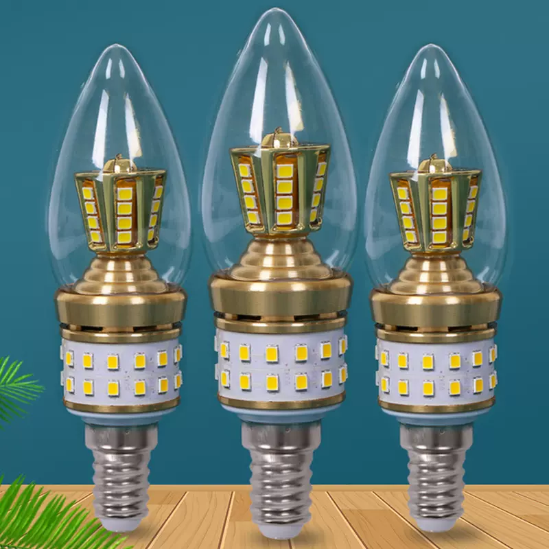 LED蜡烛灯泡尖泡拉尾上下发光E14小螺口12w欧式吊灯用高亮节能