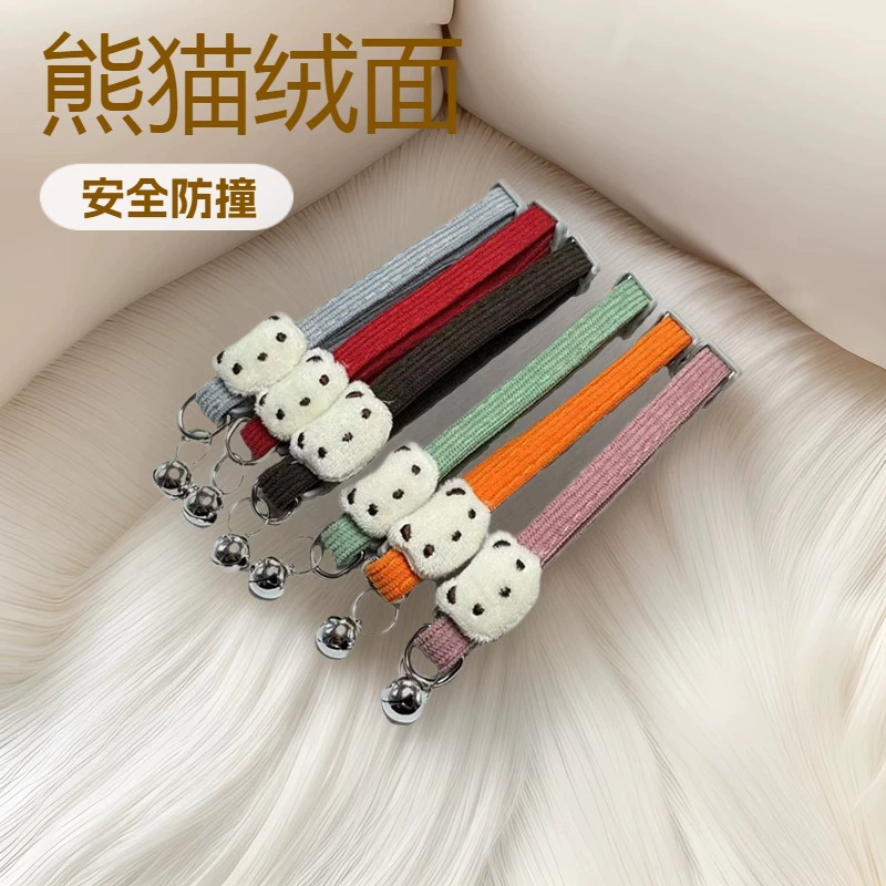 Новый ошейник для домашних животных, красный ошейник для панды, замшевый ошейник для кошек и собак, готовый к продаже