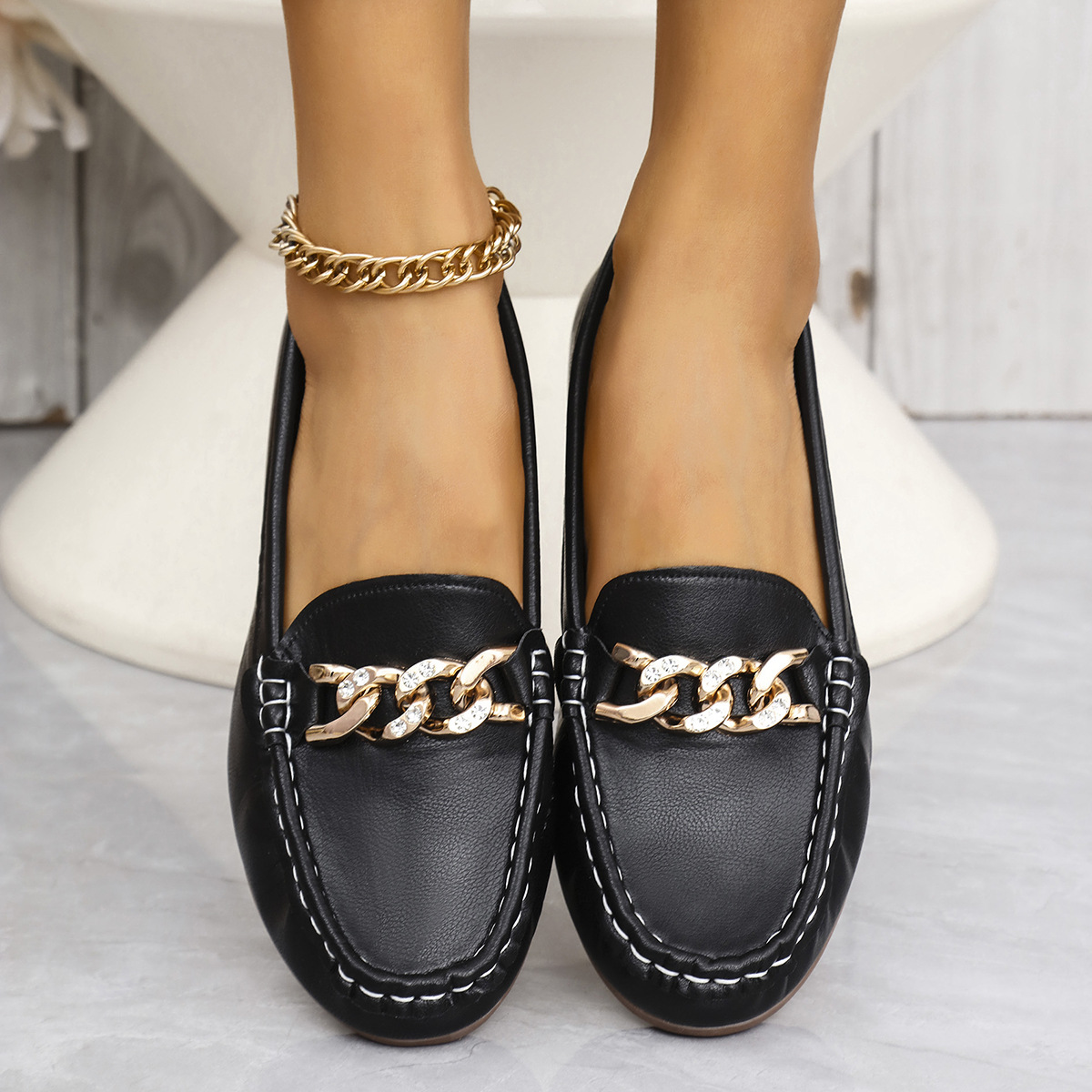 Mocasines Planos para Mujer de Cuero Artificial para Banquetes