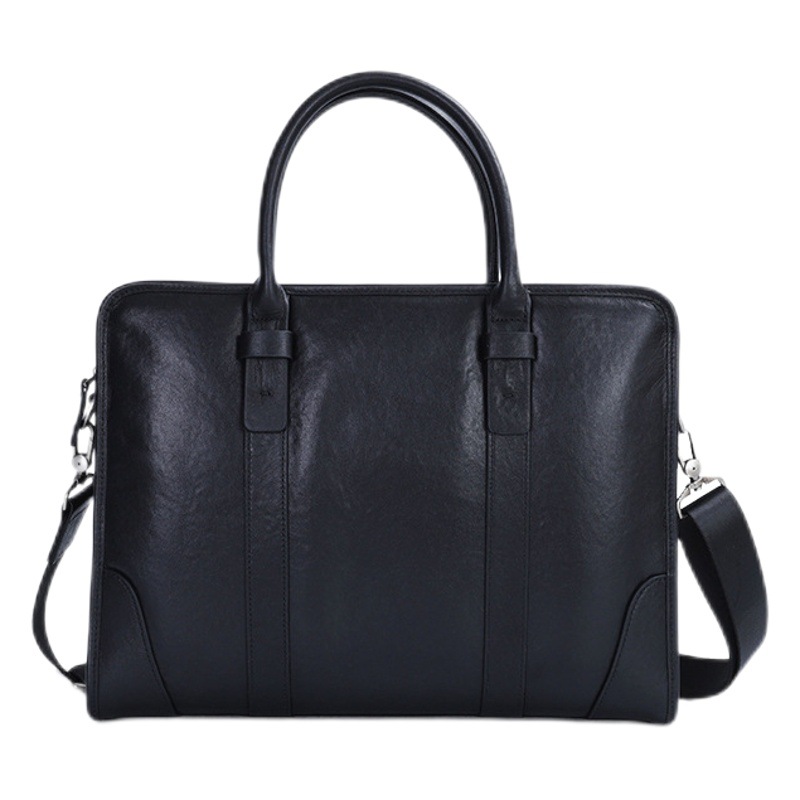 New Handbag for Men, Suitable for Commuting, Meetings, Documents, Computers, Business, Large Capacity, First-Layer Cowhide Leather Briefcase for Men
