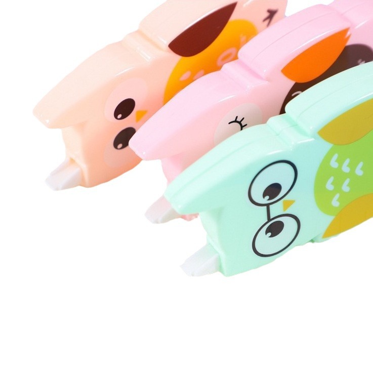 Cinta de corrección de gran capacidad de búho lindo, cinta de corrección de errores tipográficos de estudiantes creativos, cinta de corrección de prensa de dibujos animados al por mayor