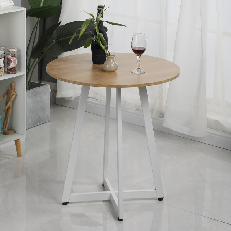 Mesa de comedor redonda pequeña, estilo moderno nórdico, ideal para hogar, balcón, tienda de té o área de negociación