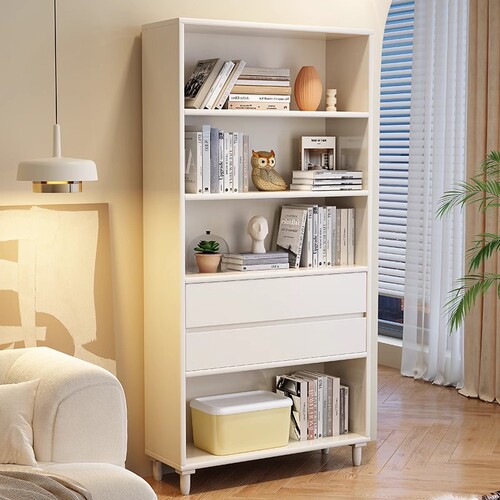 Modern minimalist home bookshelf solid wood bookcase simple storage rack floor-standing living room combination storage cabinet