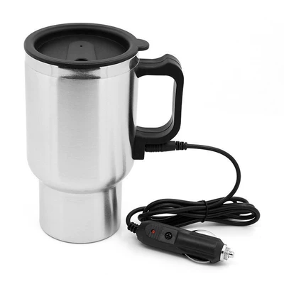 Stainless steel liner car electric heating cup car hot water cup car heating cup car thermos 450ml batch (Digər kiçik elektrik cihazlar) - silver-1687
