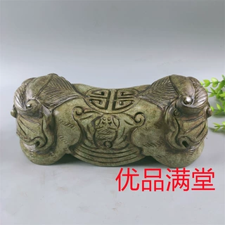 古玩杂项仿古做旧工艺品仿明清古董高古玉做旧老物件旧货虎头枕头