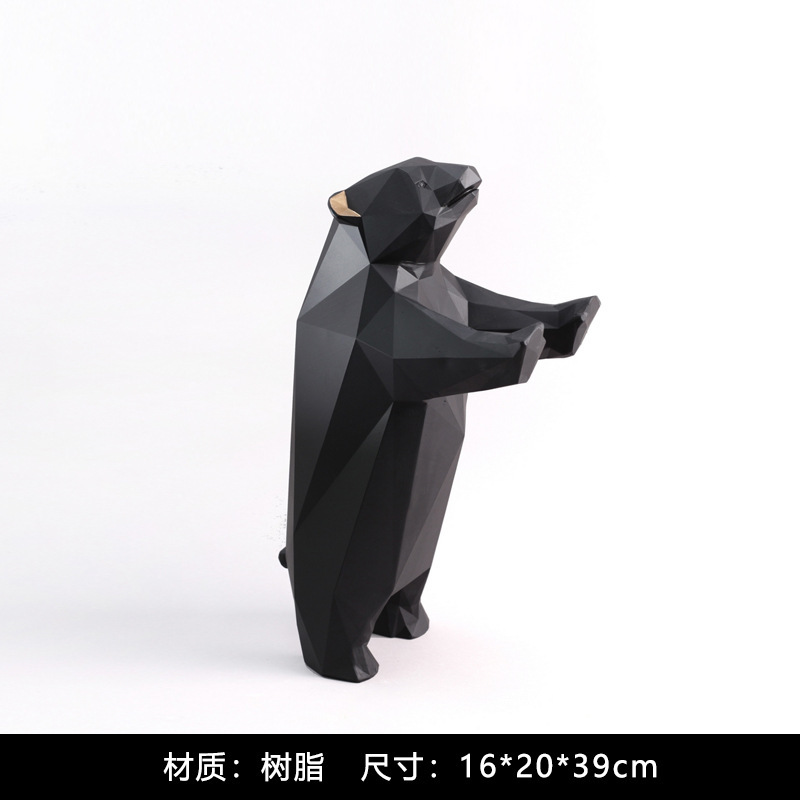 モダンでシンプルなかわいいペットの猫とクマの幾何学的な動物の装飾品北欧ホームモデルルームワインキャビネット子供部屋の装飾|undefined