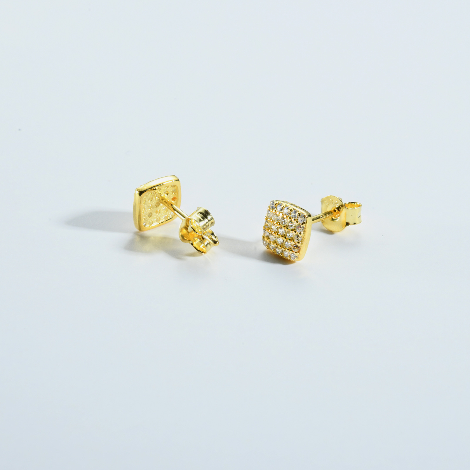 1 Pair Simple Style Shiny Round Square Water Droplets Inlay Sterling Silver Zircon Ear Studs display picture 3
