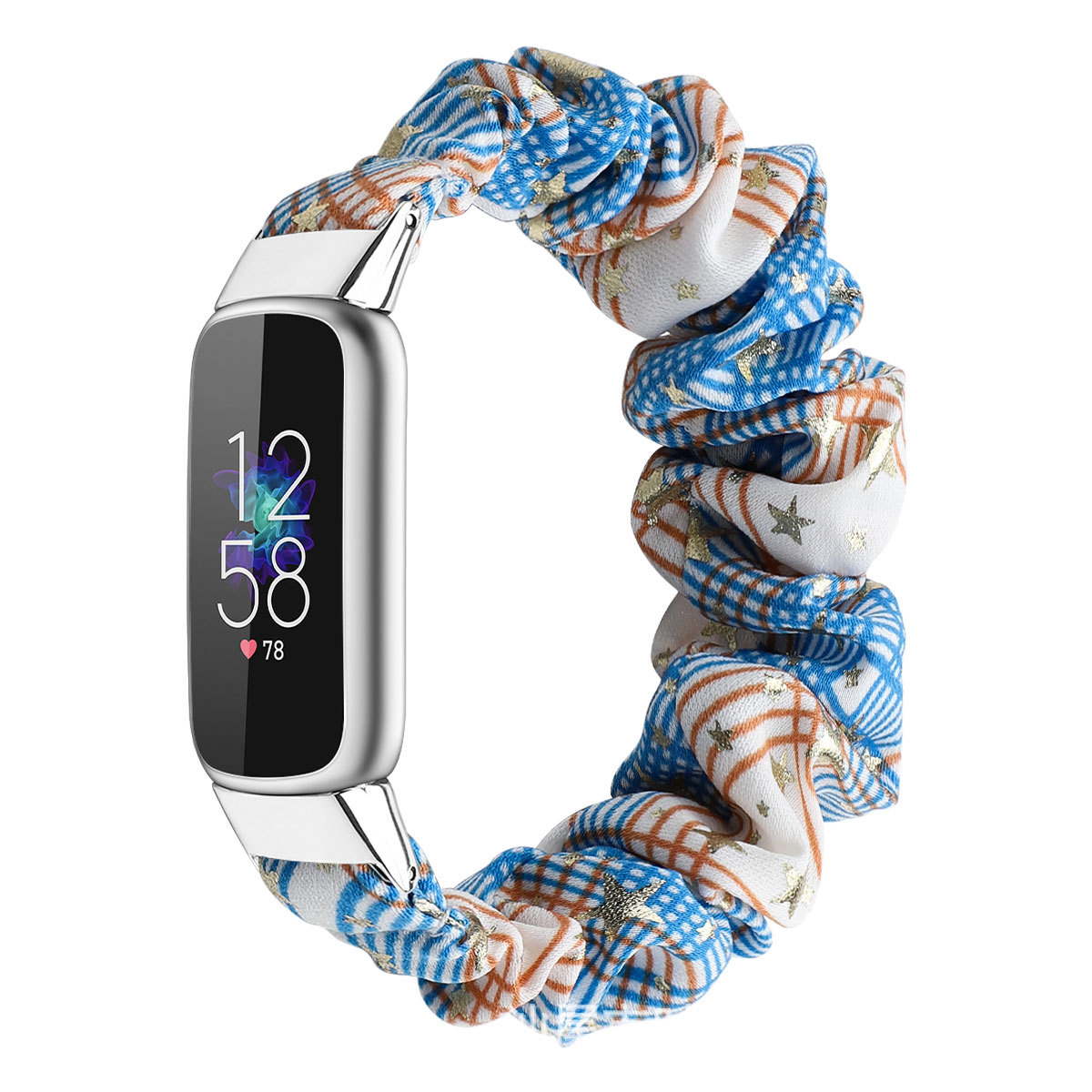 Suitable for Fitbit Luxe smart watch wristband polyester wreath hair ring elastic multi-color printed strap