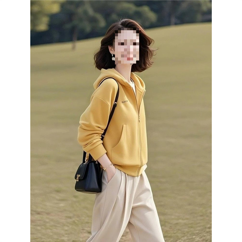 短款2025外套洋气连帽漂亮新款女早春卫衣减龄百搭黄色显瘦小个子|undefined
