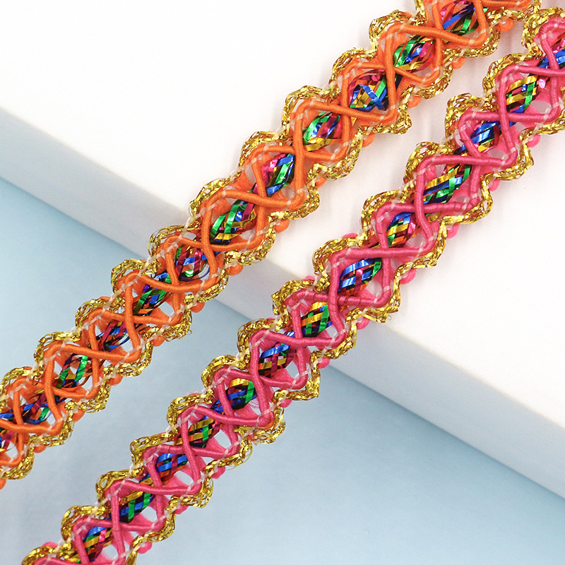 9 metros un rollo 1cm de ancho seda dorada ola encaje ropa equipaje artesanía decoración zapatos sombreros accesorios de bricolaje hechos a mano