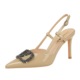 312-K202 sexy high-heeled shoes with antique copper rhinestone V-buckle straight strap pointed shallow mouth slim single order shoes for women
