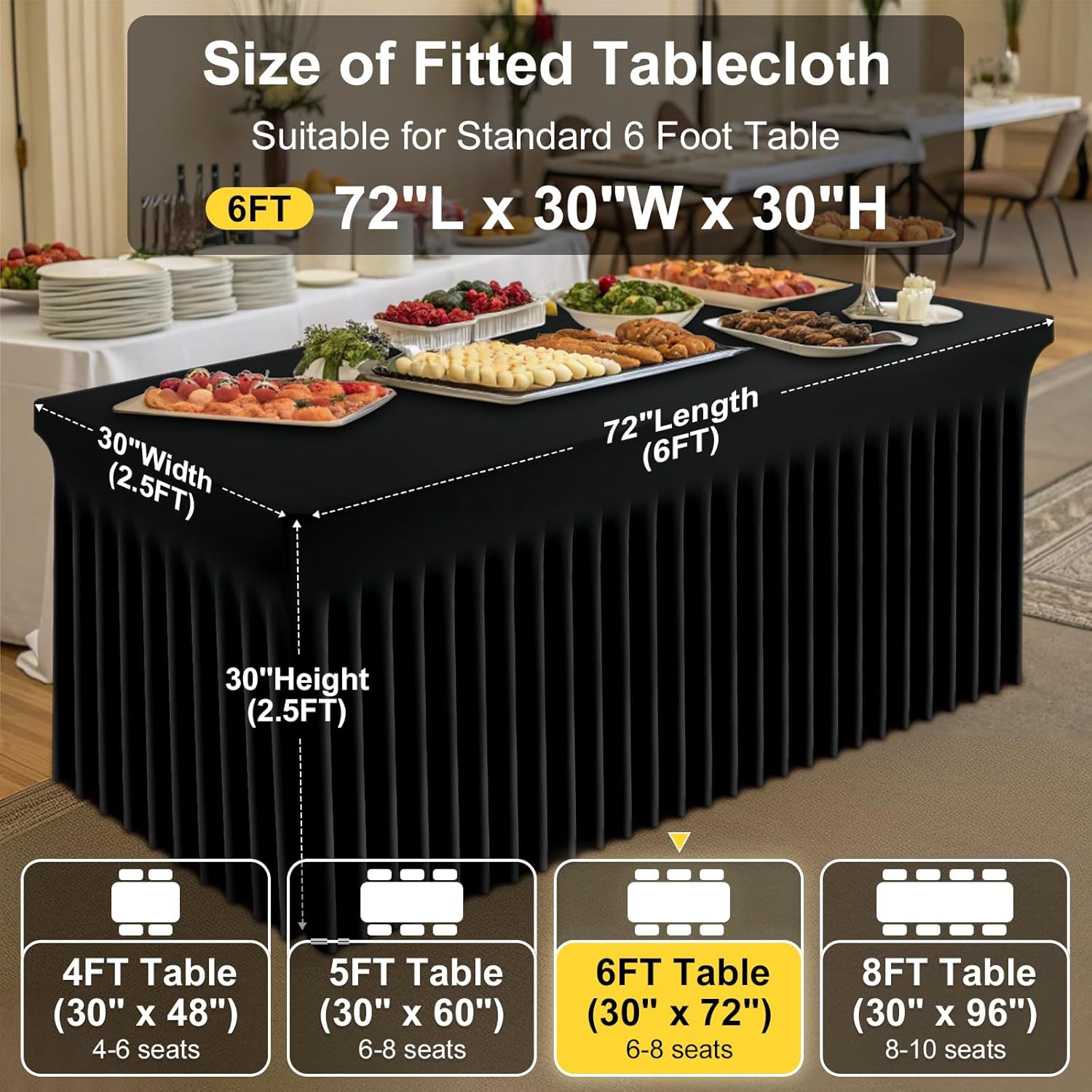 Mantel de spandex de seda de leche mantel elástico ajustado elástico de 1,8 m mantel lavable rectangular falda de mesa de banquete al aire libre
