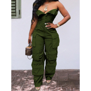 Z 62660 Tube top cargo jumpsuit Ĩ�ع��b�B�wѝ�羳���uͨ
