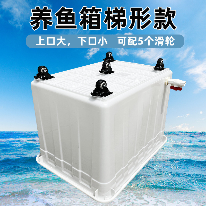 特大号带轮子周转箱养龟带排水口养鱼水箱带孔水产养殖带轱辘鱼桶