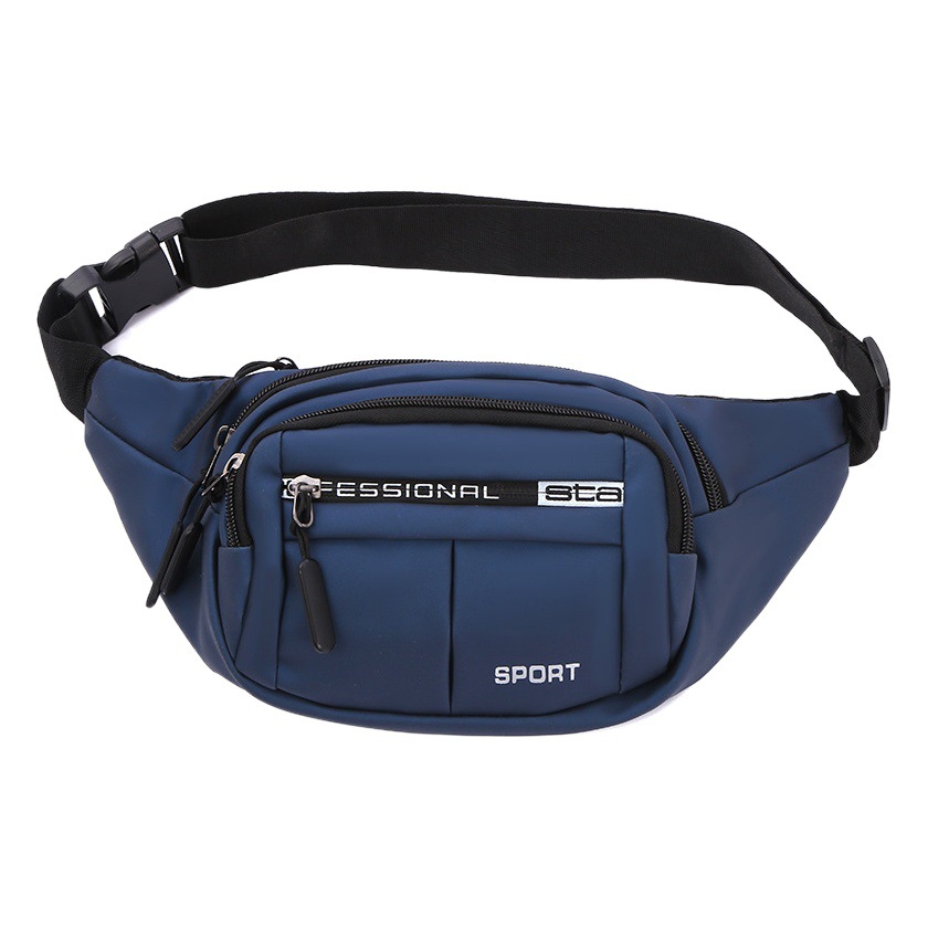 Outdoor sports running waist bag men and women fashion brand portable casual messenger bag Pearl leather film double chest bag