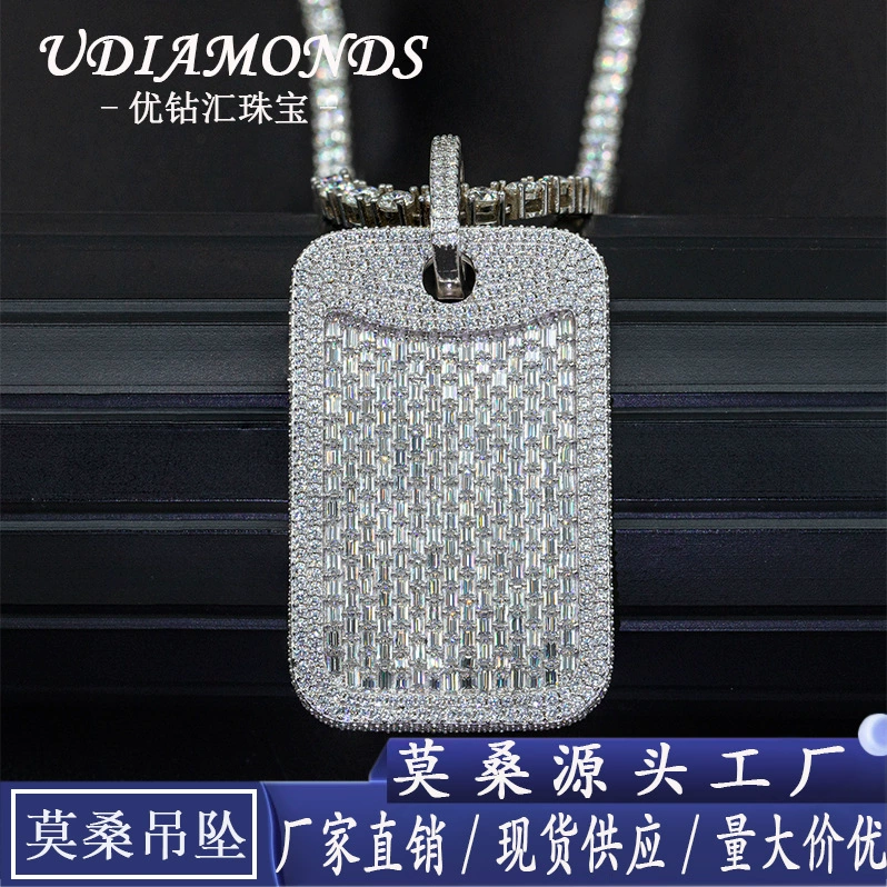 UDIAMONDS новый длинный квадрат подвеска 925 серебряный муассанит полный инкрустированный может носить 8 мм ожерелье аксессуары для внешней торговли