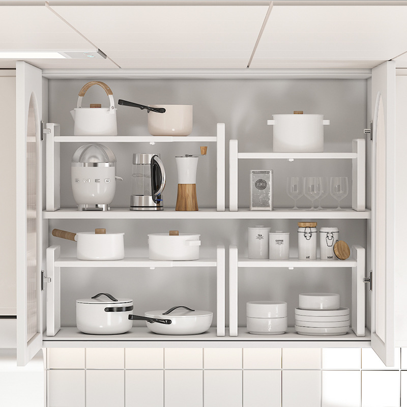 Kitchen cabinet layered shelf rack storage shelf inside partition countertop cabinet spice storage pot rack cabinet storage rack