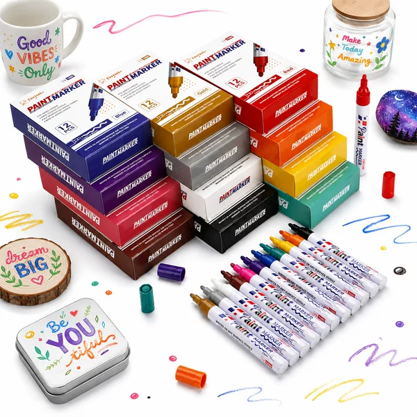 Amazon's Best-Selling 12-Color Paint Pen with Aluminum Barrel, Car Paint Touch-Up Pen, Screw Repair Marking Pen, Oil-Based Marker Pen