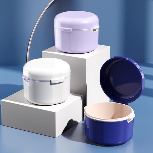 Portable carrying cover, double-layer hollow draining invisible braces storage box, orthodontic retainer cleaning box, denture box