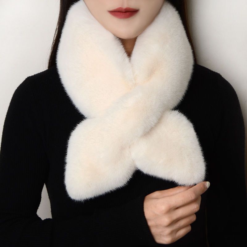 卸売りはウサギの毛のマフラーの男女の純色の秋の冬の学生をまねて首を囲んで毛の保温のマフラーの両面をまねます。