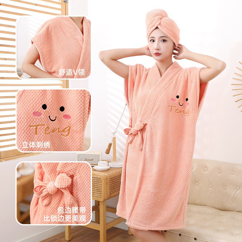 Pineapple Pattern Bath Skirt, Hair Drying Cap Set, Tie-On Wearable Bath Towel, Embroidered Thick Absorbent Bathrobe, Can Be Worn Outside, Sleeveless Pineapple Pattern Bath Skirt, Hair Drying Cap Set, Tie-On Wearable Bath Towel, Embroidered Thick Absorbent Bathrobe, Can Be Worn Outside, Sleeveless