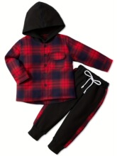 O 78021 Kids' Plaid Hoodie Set ͯװ������װ ����ѷŷ���羳