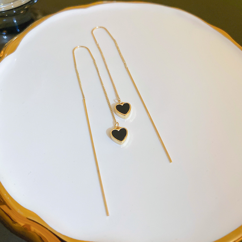 Corea del Sur amor geométrico simple línea de la oreja gancho integrado moda temperamento largo borla pendientes personalidad nuevos pendientes