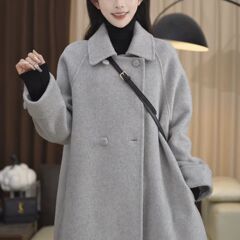 2025韩版时尚显廋中长款大衣小个子宽松秋冬女长毛尼气质外套冬潮