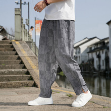 2024男士新款中国风春夏大码武术练功裤阔腿宽松灯笼裤棉麻裤子