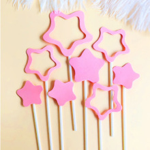 仿翻糖EVA泡沫镂空五角星生日蛋糕装饰粉色蓝色星星烘焙插件插牌