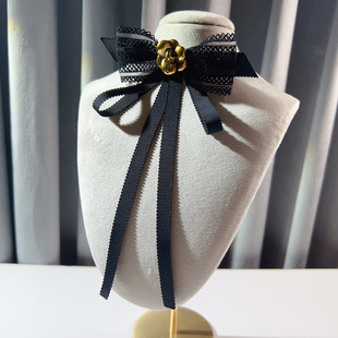 French retro style camellia bow lace lolita bow tie ladies shirt alloy brooch wholesale