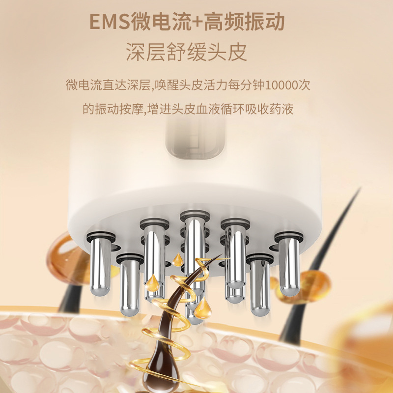 Cross-border electric hair applicator essential oil liquid guide comb applicator hair growth roller ball applicator comb scalp applicator