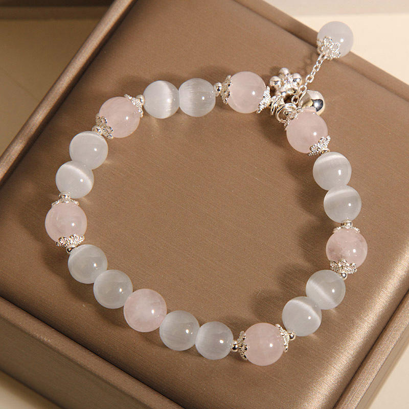 Pulsera de ópalo Pulsera de cristal rosa femenina Pulsera de alto nivel