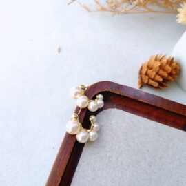 韩版新款法式小香风珍珠圆圈耳环章若楠同款时尚复古珍珠小众耳钉