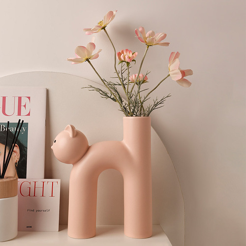 Beihanmei Nordic style cute cat vase decoration living room flower arrangement home decoration Amazon cross-border hot sale