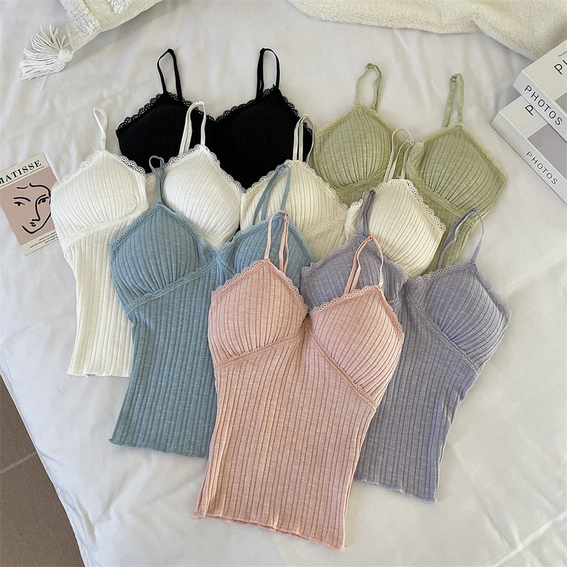 Bubble Romantic French Camisole to Wrap Breasts, Low Collar, Anti-Exposure, Sexy Sexy Outfit, Comfortable Outer Wear to Wrap Breasts for Women