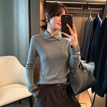 复古翻领细羊毛针织衫女欧洲站2025冬装新款欧货女装洋气批发代发