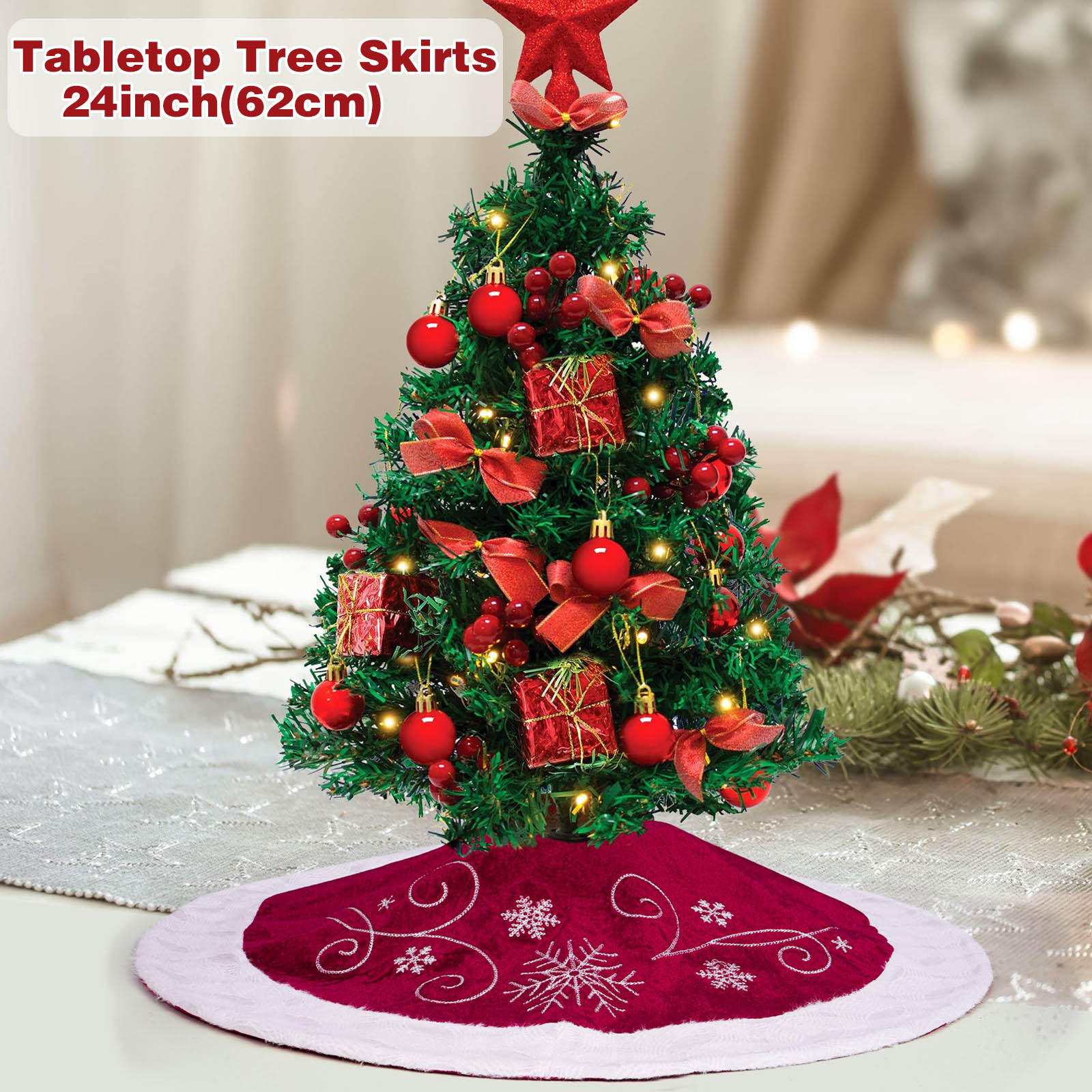 Nuevos productos transfronterizos Navidad árbol falda copo de nieve borde blanco delantal de Navidad creativo ambiente festivo suministros de decoración