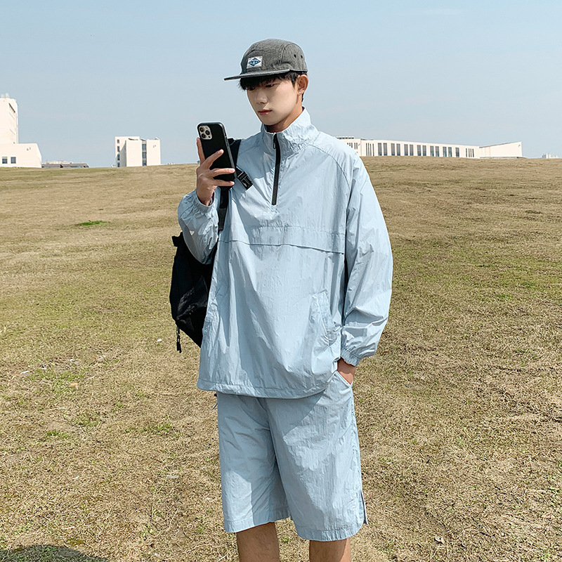 UPF50 Sunscreen Suit Men's Summer Breathable Thin Loose Fashionable UV Protection Outdoor Casual Jacket