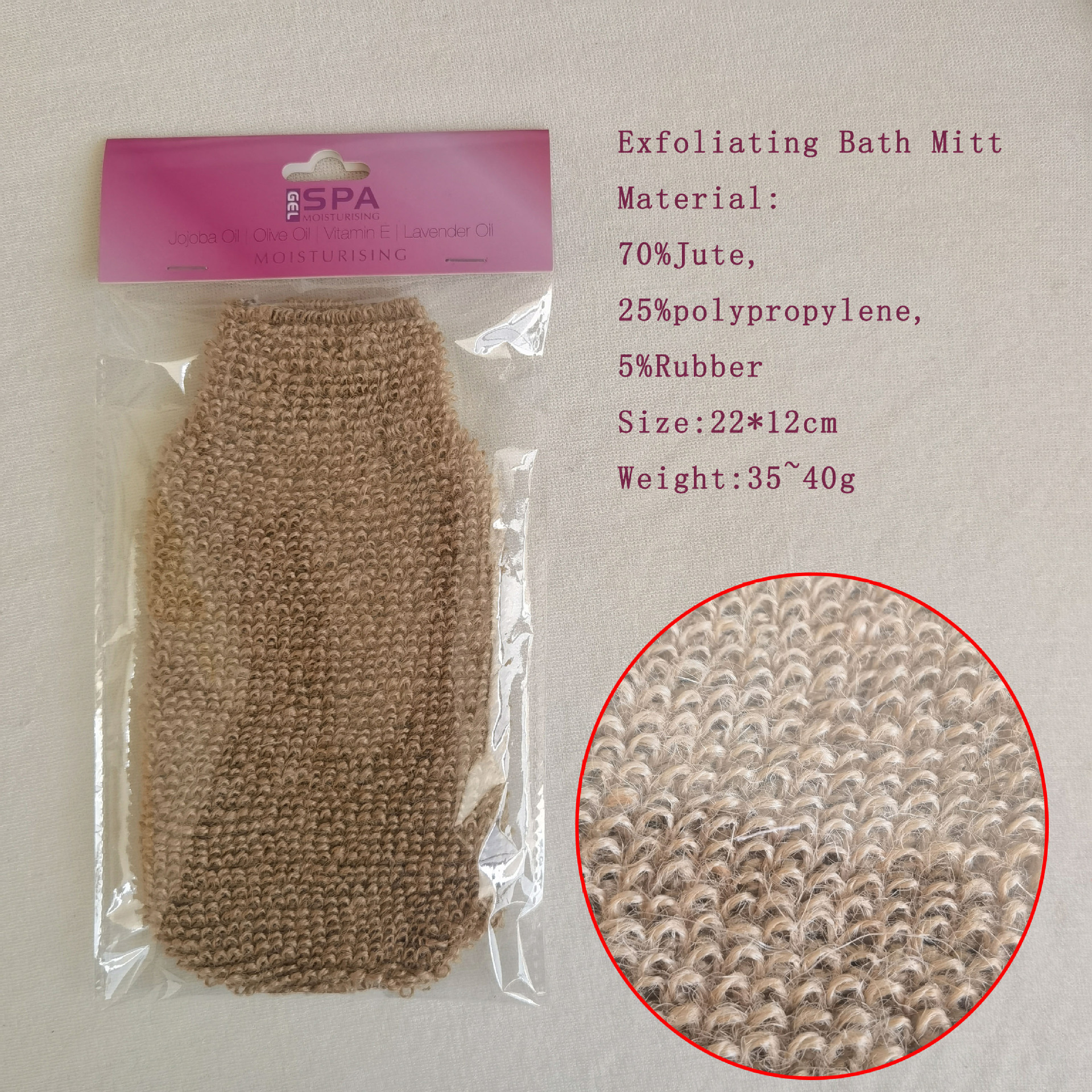 En stock Cáñamo guantes de baño Toalla de baño frotar mochila guantes de lavado de dedos cepillo de baño cubierta de barro frotar Toalla de la espalda