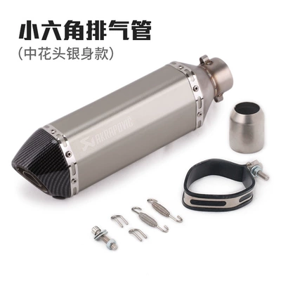Gsx1000 Universal Small Hexagonal | Exhaust pipe - medium-flower-head-titanium-color-small-hexagon-laser-mark